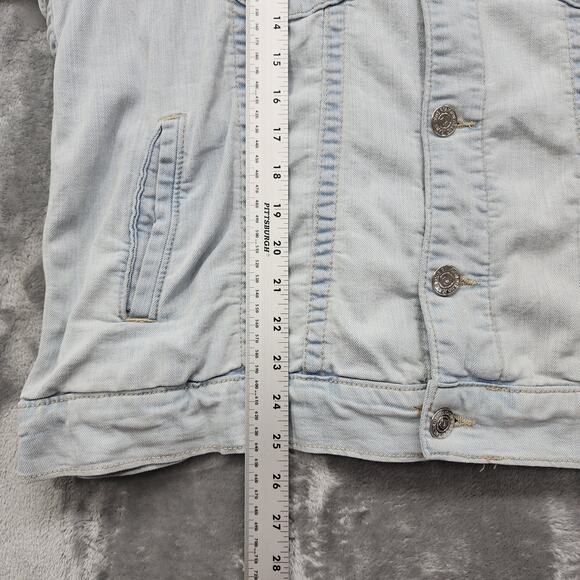 True Religion Jacket Men Denim Jacket M Blue Light Wash Jimmy Trucker Streetwear - Picture 12 of 13